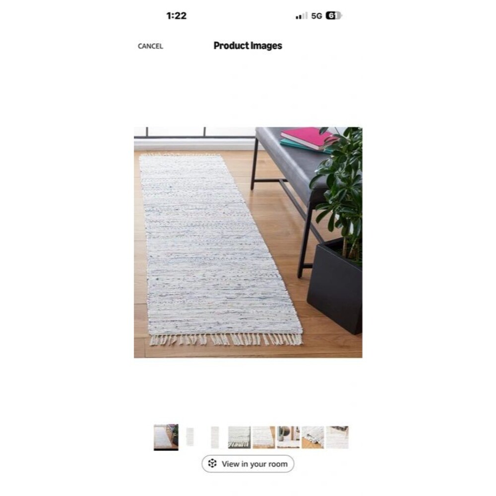 Runner rug 2’-3”x9’ safavieh 100% cotton-washable